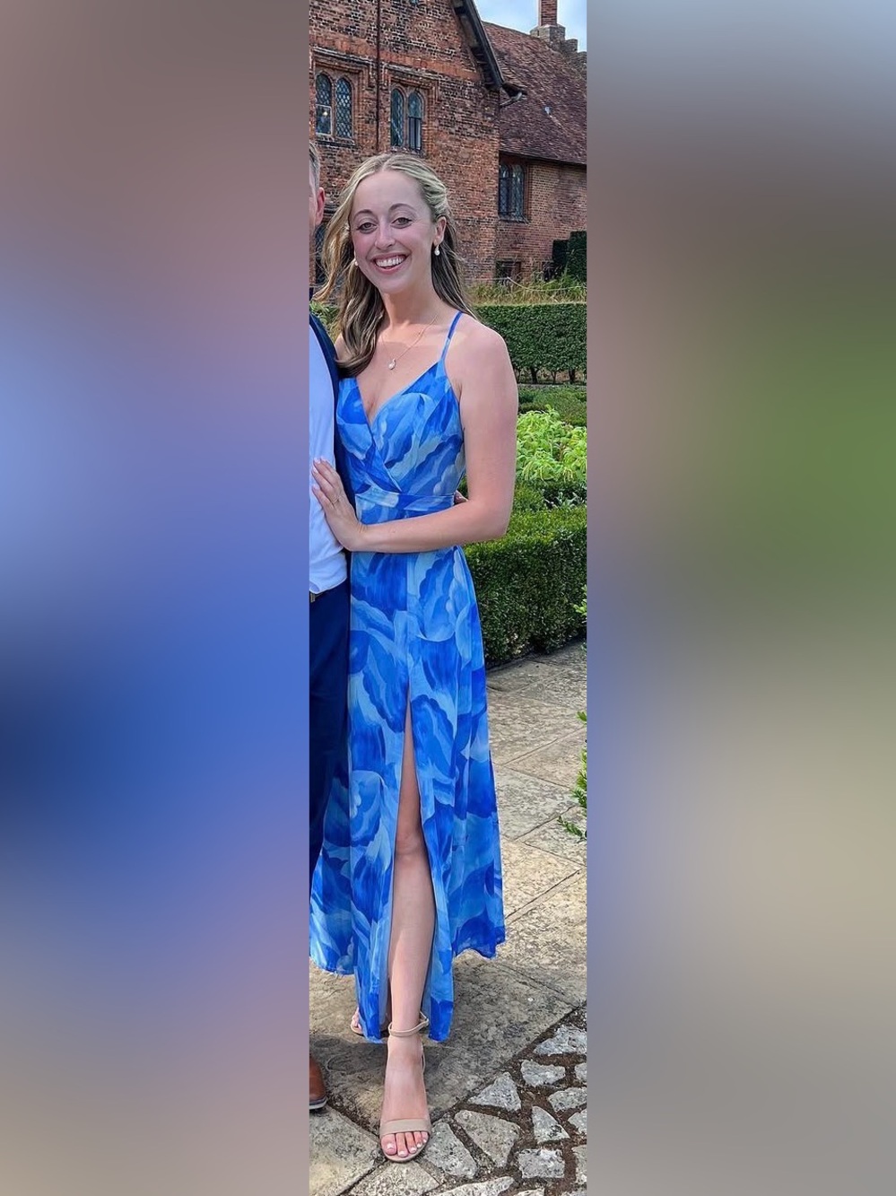 Lulu's Blue Floral High-Low V-Neck Maxi Dress